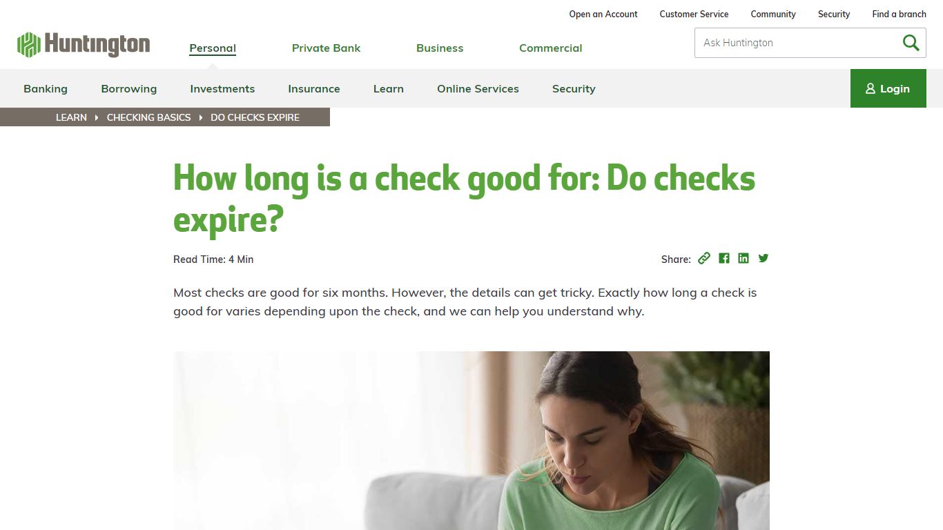 How long is a check good for: Do checks expire? - Huntington Bank